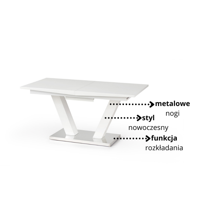 Nowoczesny stół rozkładany Cynk biały