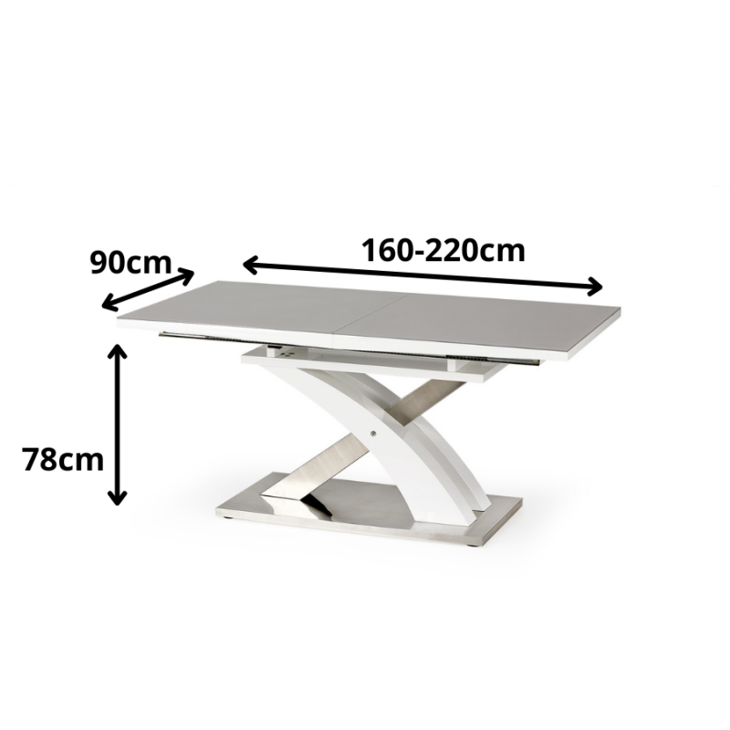 Nowoczesny rozkładany stół Amix 2 popiel
