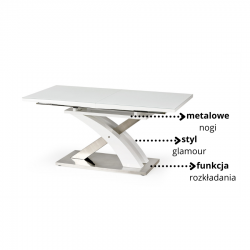 Nowoczesny rozkładany stół Amix 2 biały