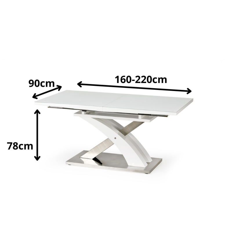 Nowoczesny rozkładany stół Amix 2 biały