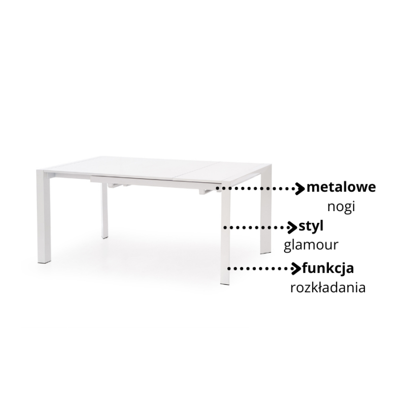 Stół rozkładany Granat XL z białymi nogami