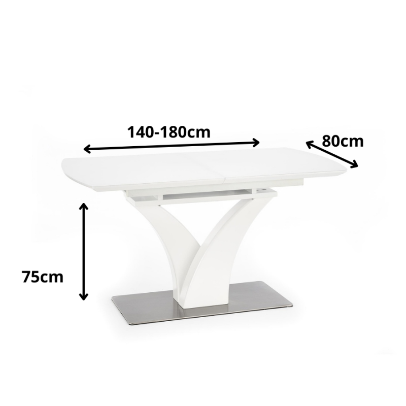 Elegancki rozkładany stół Nebula ze szklanym blatem