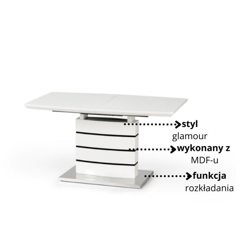 Biało-czarny stół rozkładany Riven