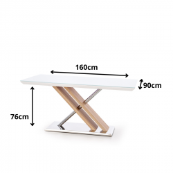 Stylowy nierozkładany stół Lyric dąb sonoma/biały