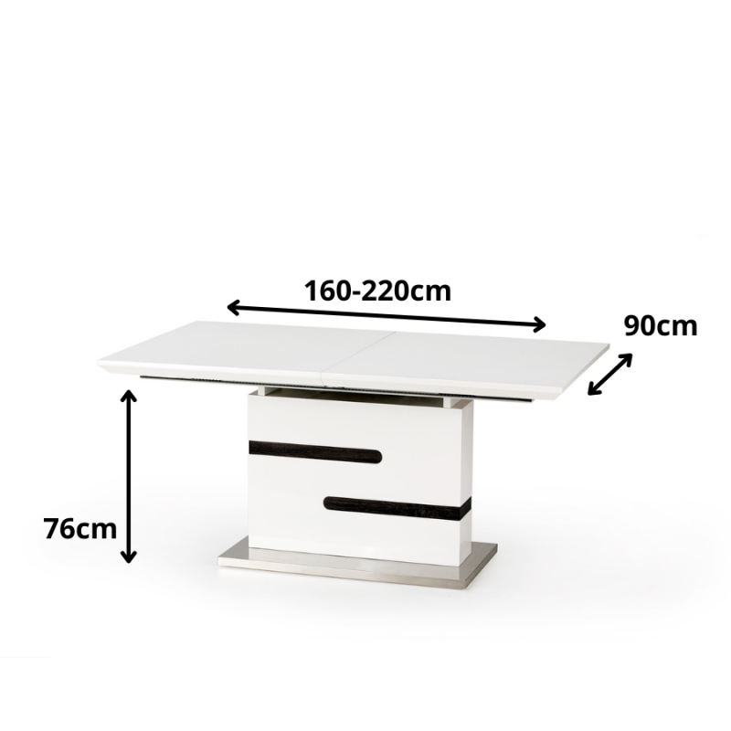 Elegancki rozkładany stół Vortex biały/popiel