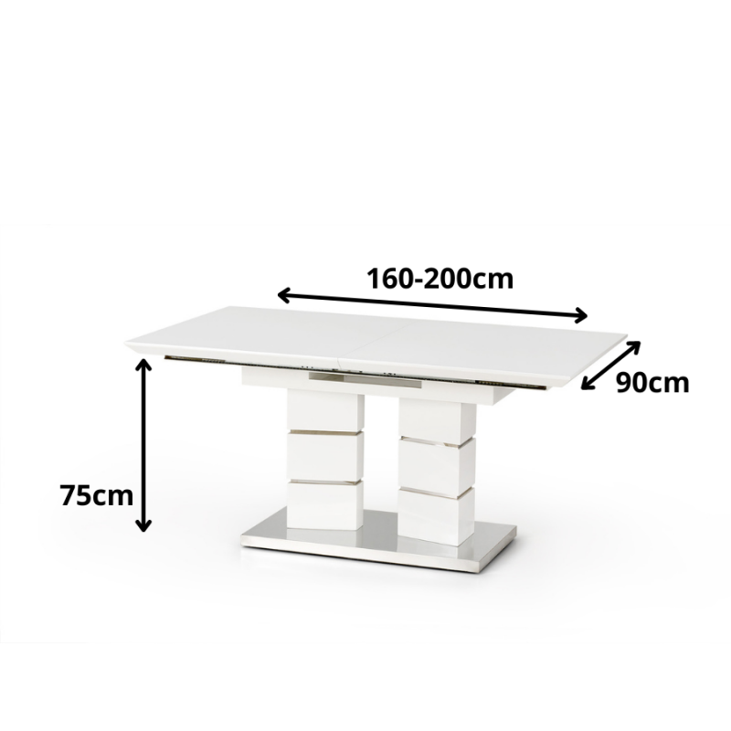 Rozkładany stół w stylu glamour Avalon biały