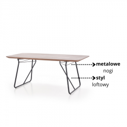 Loftowy stół Solara z metalowymi nogami