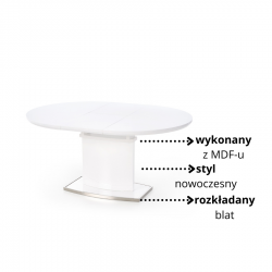 Okrągły stół rozkładany biały Astron