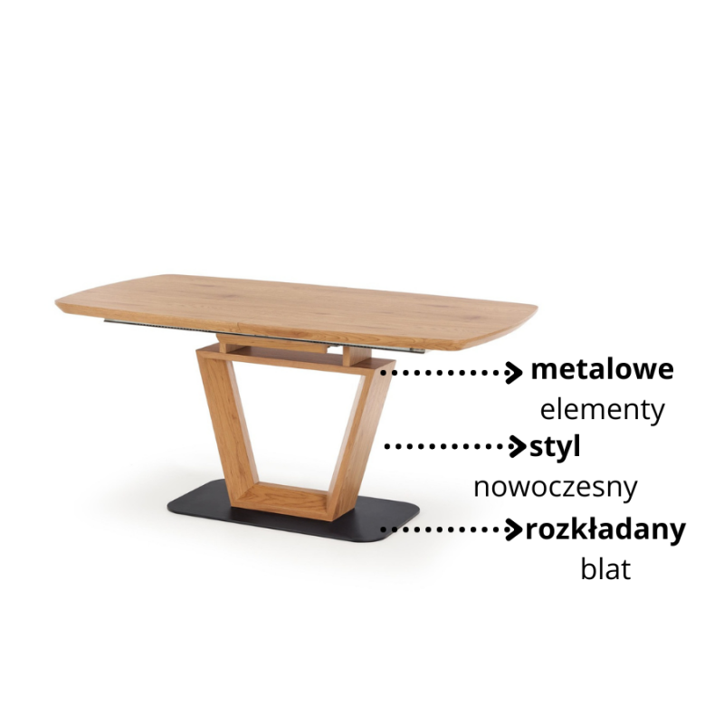 Nowoczesny stół rozkładany Arion dąb złoty/czarny