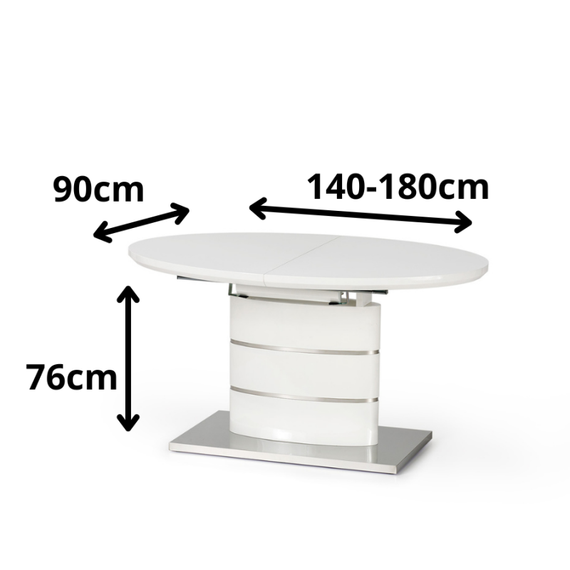 Rozkładany stół kolumnowy Vela biały