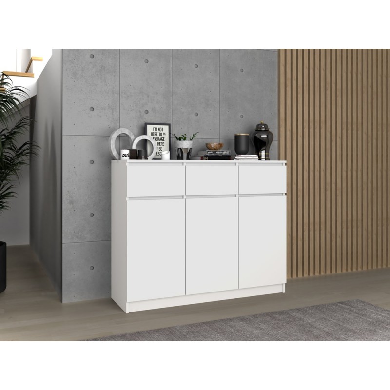 KOMODA 3 DRZWI 3 SZUFLADY BIEL KOMPLET