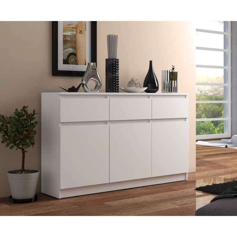 KOMODA 3 DRZWI 3 SZUFLADY BIEL KOMPLET