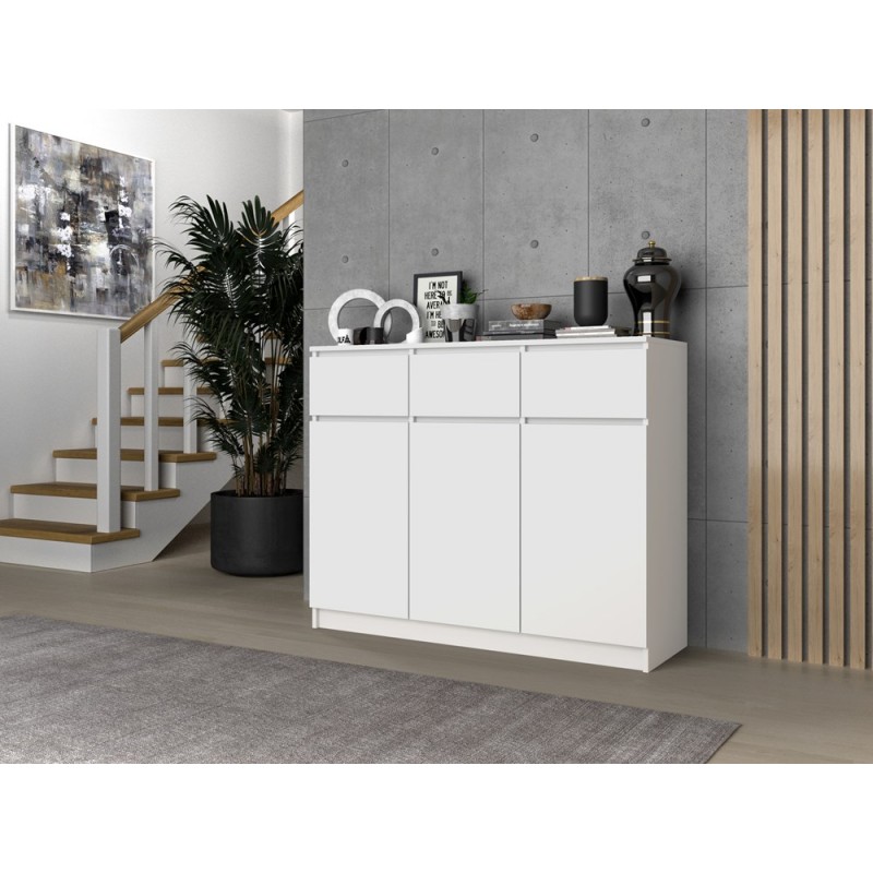 KOMODA 3 DRZWI 3 SZUFLADY BIEL KOMPLET