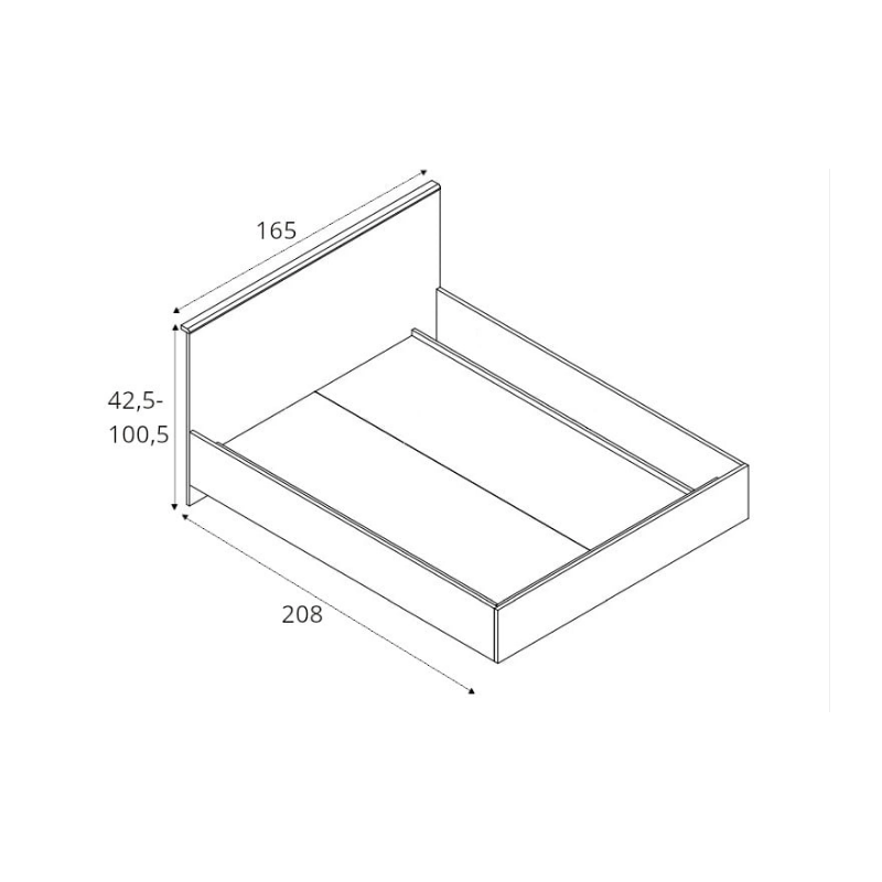 Loftowe łóżko z pojemnikiem i tapicerowanym wezgłowiem Maio BRW