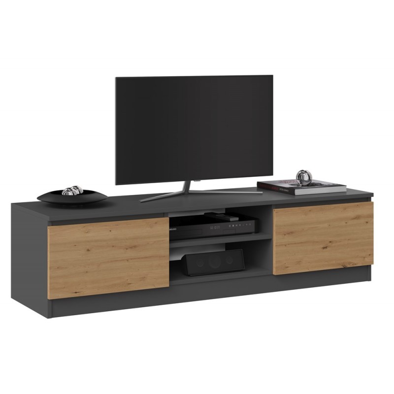 STOLIK RTV 140 - ANTRACYT / DĄB ARTISAN