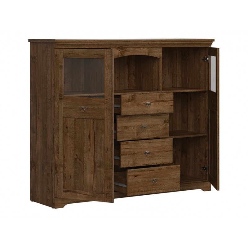 Komoda Patras 2W4S Black Red White