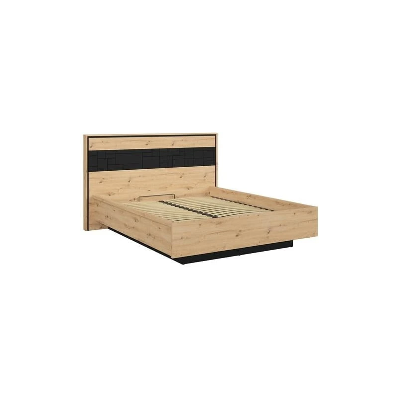 Łóżko z kolekcji Pont BRW dąb artisan/czarny mat