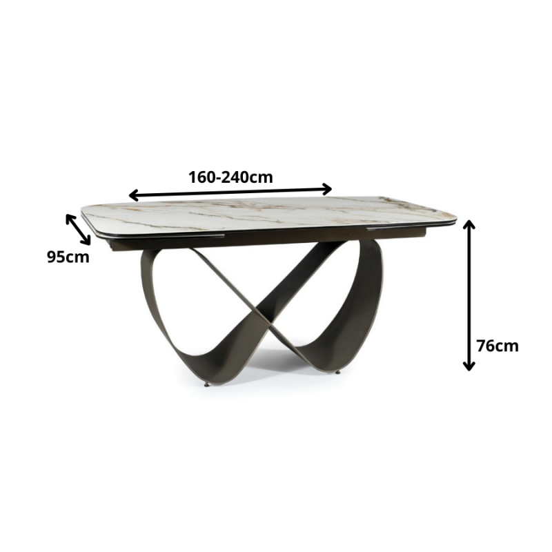 STÓŁ INFINITY CERAMIC BIAŁY AMBER BIANCO/BRĄZOWY 160(240)X95