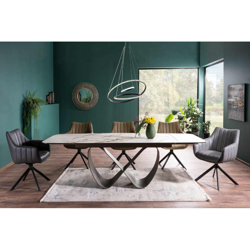 STÓŁ INFINITY CERAMIC BIAŁY AMBER BIANCO/BRĄZOWY 160(240)X95