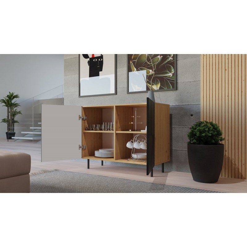 Komoda z ryflowanymi frontami Nicolla B czarna