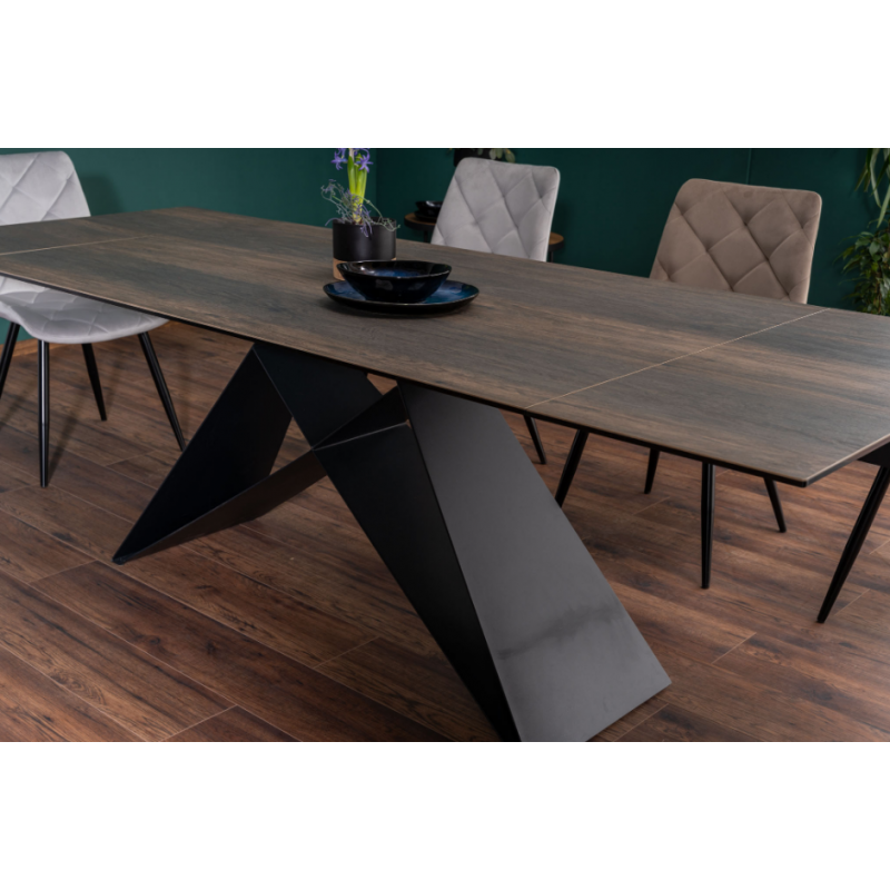 Stół ceramiczny Westin Ceramic brąz efekt drewna/czarny