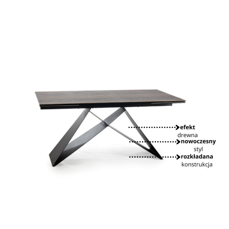 Stół ceramiczny Westin Ceramic brąz efekt drewna/czarny