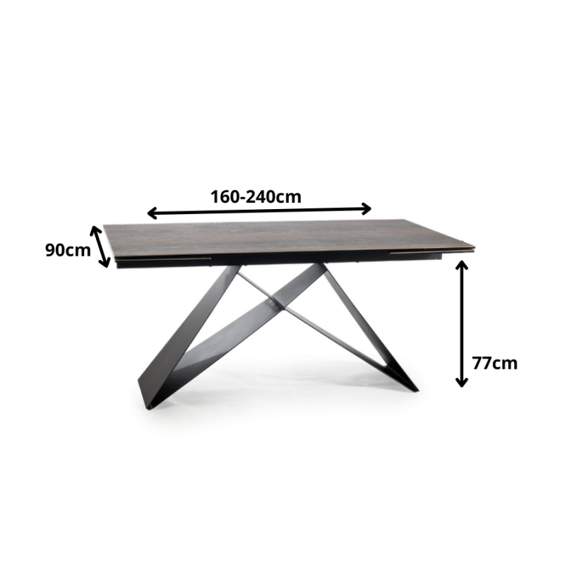 Stół ceramiczny Westin Ceramic brąz efekt drewna/czarny