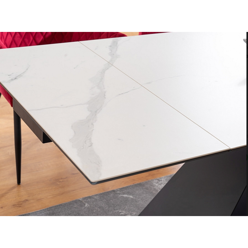 STÓŁ WESTIN III CERAMIC BIAŁY MARMUR/CZARNY MAT (180-260)X90