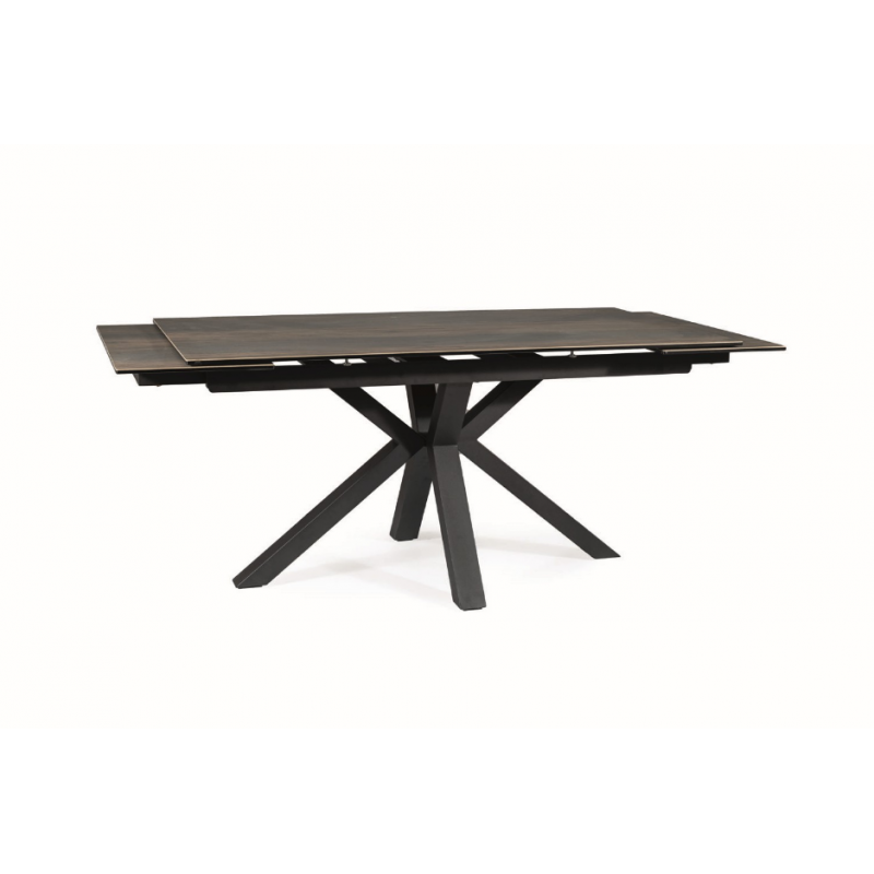 STÓŁ COLUMBUS CERAMIC BRĄZOWY EFEKT DREWNA/CZARNY 160(240)X90