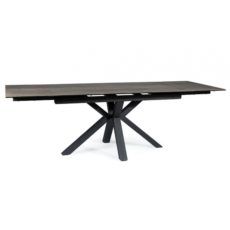 STÓŁ COLUMBUS CERAMIC BRĄZOWY EFEKT DREWNA/CZARNY 160(240)X90