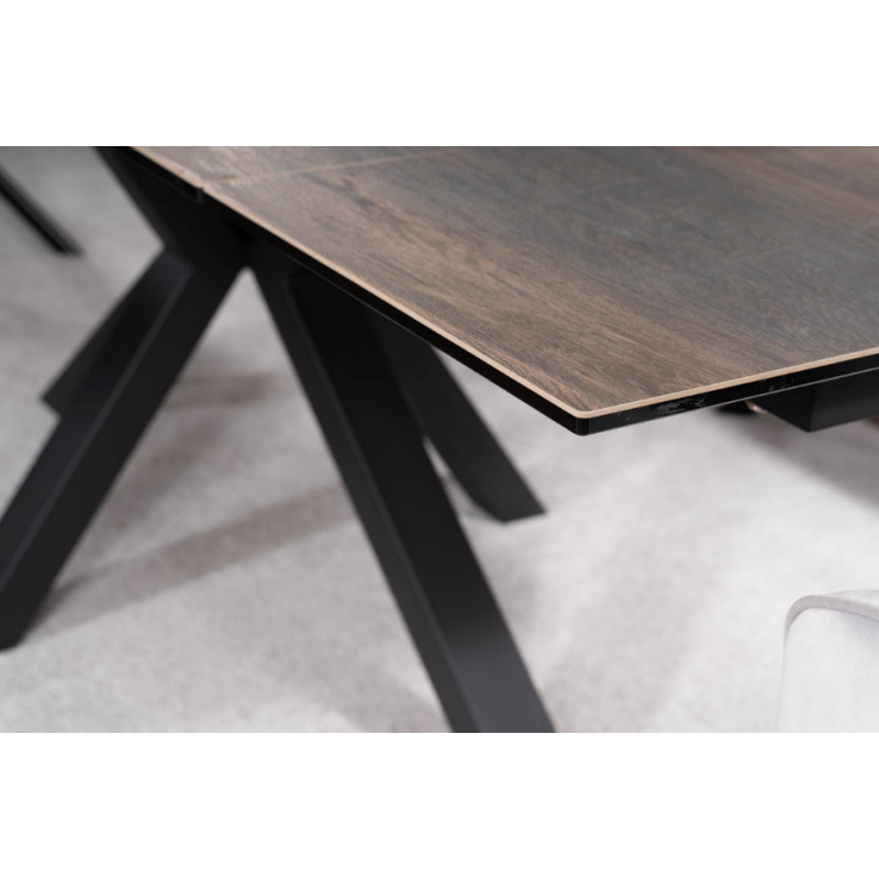 STÓŁ COLUMBUS CERAMIC BRĄZOWY EFEKT DREWNA/CZARNY 160(240)X90