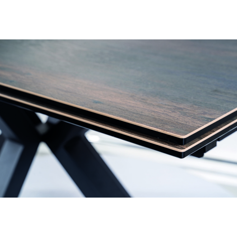 STÓŁ COLUMBUS CERAMIC BRĄZOWY EFEKT DREWNA/CZARNY 160(240)X90