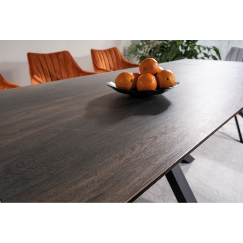 STÓŁ COLUMBUS CERAMIC BRĄZOWY EFEKT DREWNA/CZARNY 160(240)X90