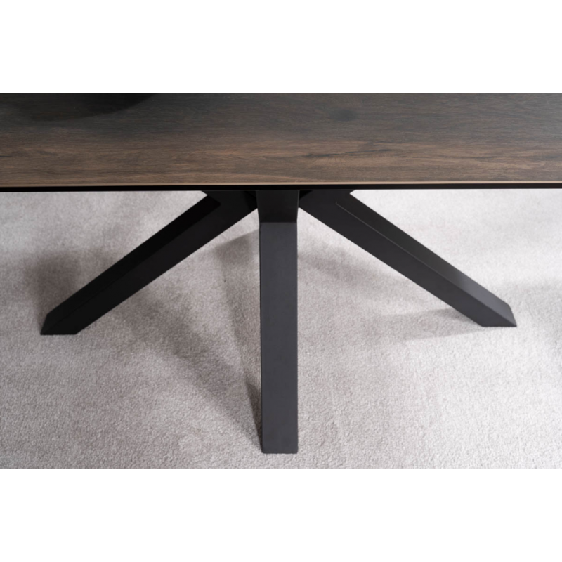 STÓŁ COLUMBUS CERAMIC BRĄZOWY EFEKT DREWNA/CZARNY 160(240)X90