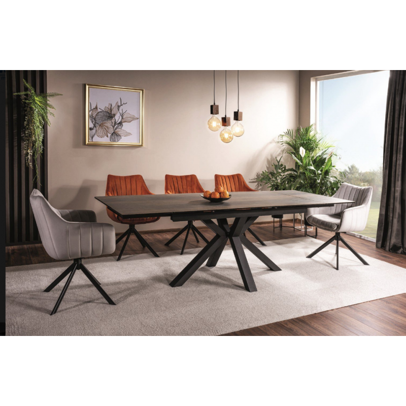 STÓŁ COLUMBUS CERAMIC BRĄZOWY EFEKT DREWNA/CZARNY 160(240)X90