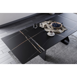 STÓŁ DIUNA CERAMIC CZARNY SAHARA NOIR/CZARNY MAT (160-240)X90
