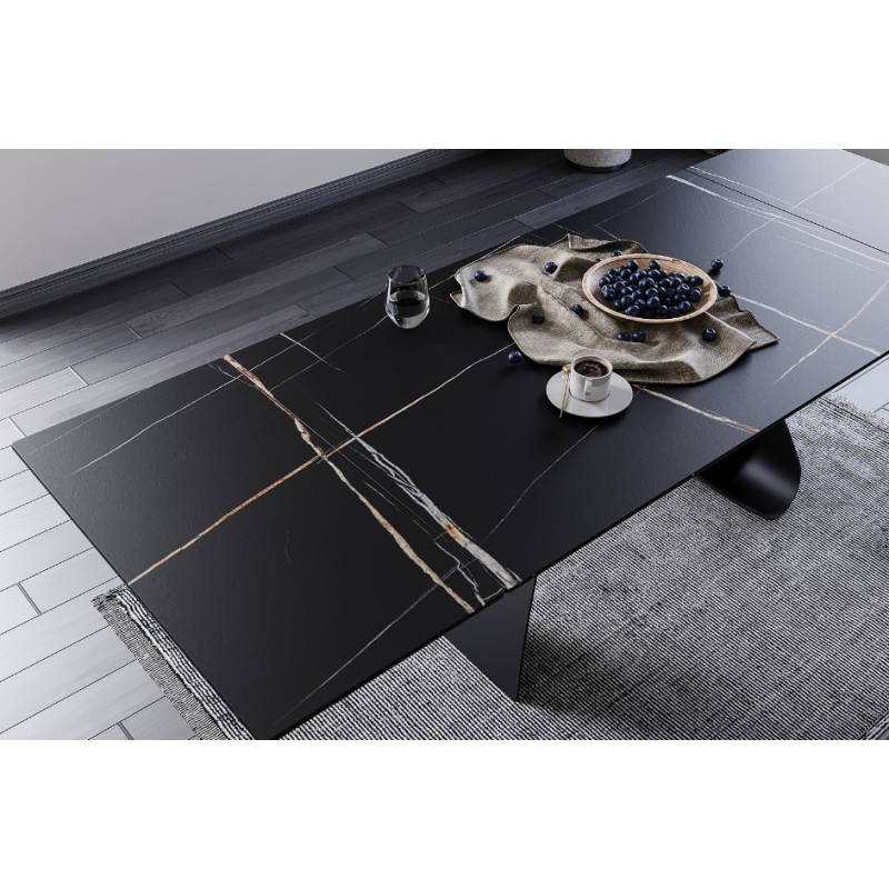 STÓŁ DIUNA CERAMIC CZARNY SAHARA NOIR/CZARNY MAT (160-240)X90