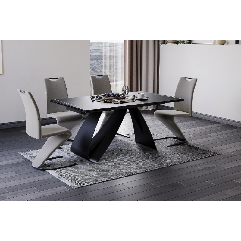 STÓŁ DIUNA CERAMIC CZARNY SAHARA NOIR/CZARNY MAT (160-240)X90