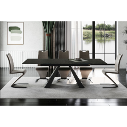 Rozkładany stół Salvadore melted glass/czarny mat (160-240)x90