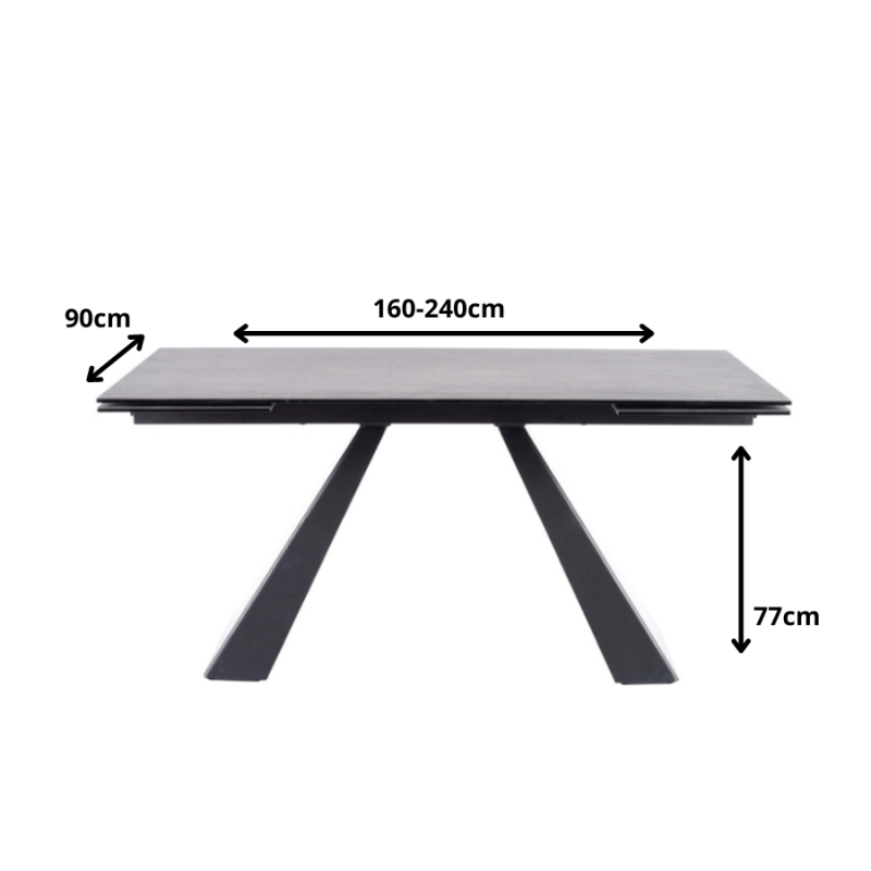 Rozkładany stół Salvadore Ceramic szary marmur/czarny mat