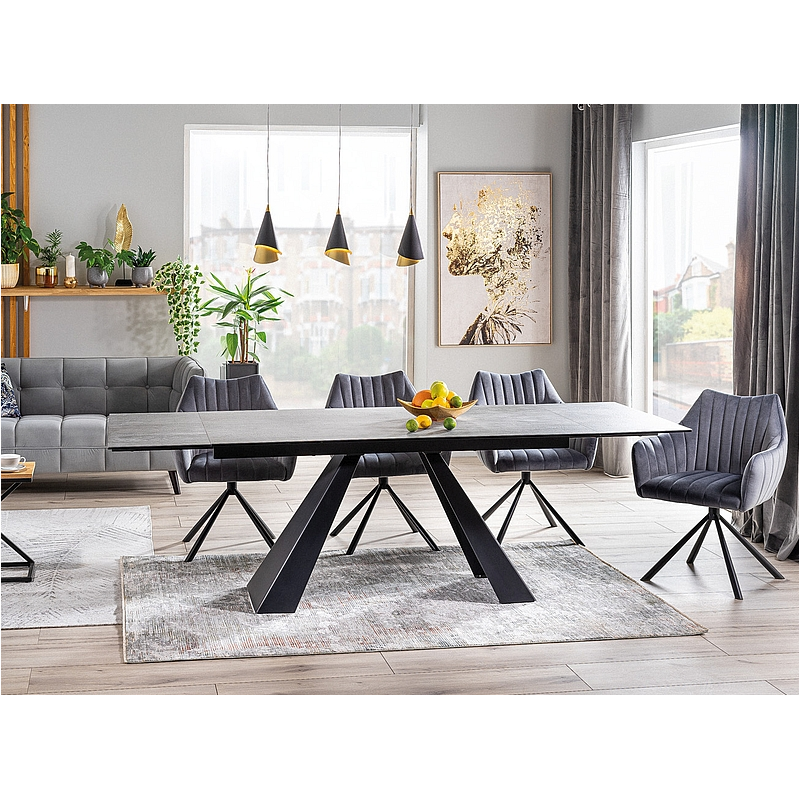 Rozkładany stół Salvadore Ceramic szary marmur/czarny mat