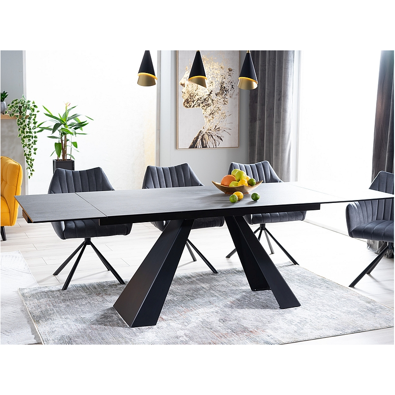 Rozkładany stół Salvadore Ceramic szary marmur/czarny mat