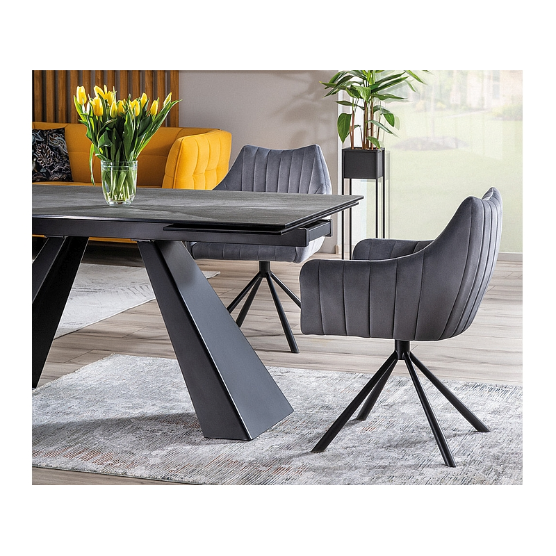 Rozkładany stół Salvadore Ceramic szary marmur/czarny mat