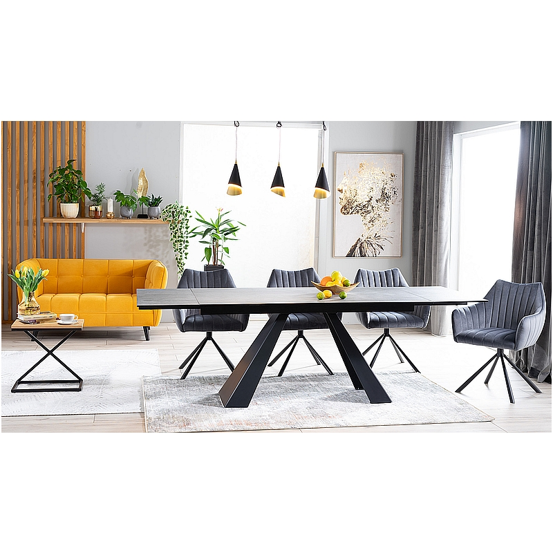 Rozkładany stół Salvadore Ceramic szary marmur/czarny mat