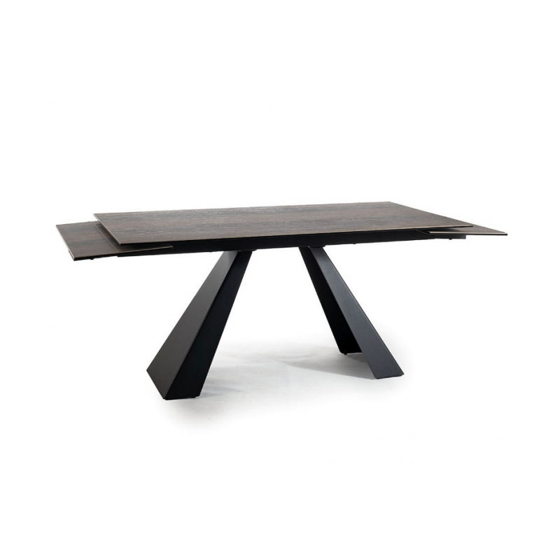 Rozkładany stół Salvadore Ceramic brąz efekt drewna/czarny mat