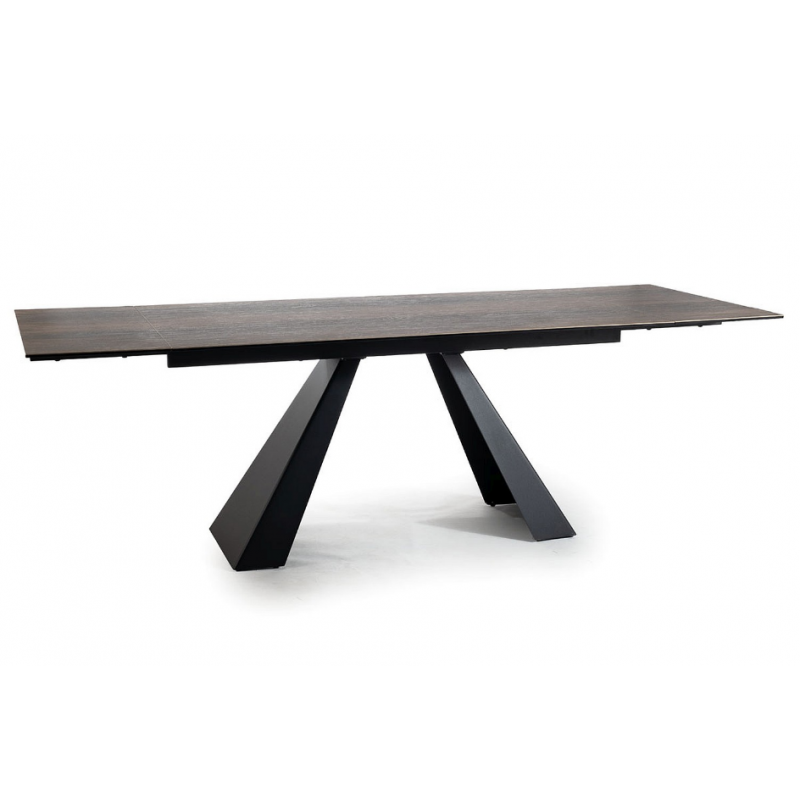 Rozkładany stół Salvadore Ceramic brąz efekt drewna/czarny mat