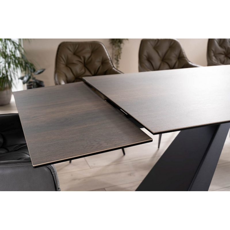 Rozkładany stół Salvadore Ceramic brąz efekt drewna/czarny mat