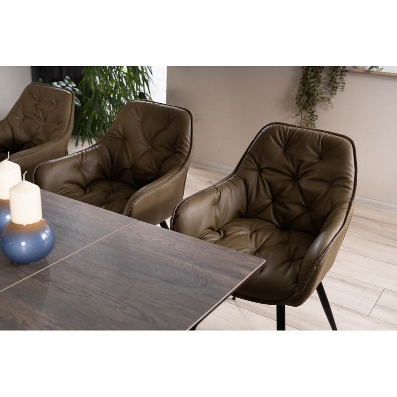 Rozkładany stół Salvadore Ceramic brąz efekt drewna/czarny mat