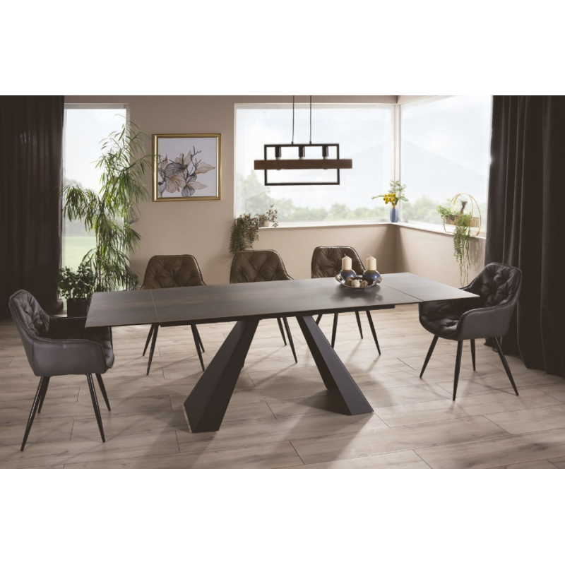 Rozkładany stół Salvadore Ceramic brąz efekt drewna/czarny mat