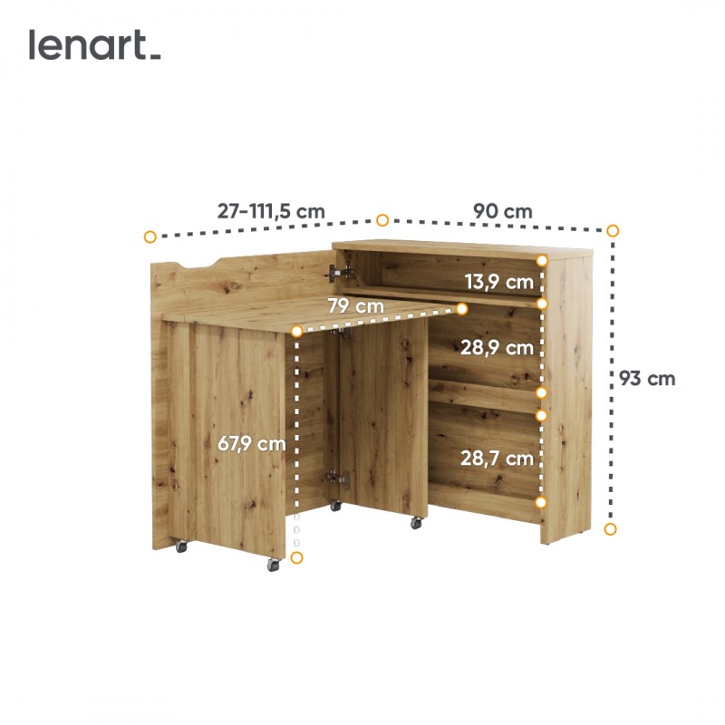Biurko rozkładane WORK CONCEPT SLIM CW-02L Lenart